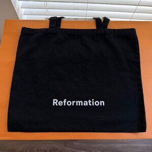 Reformation Black Canvas Tote Bag White Logo Large 15x18 Reusable Shopper